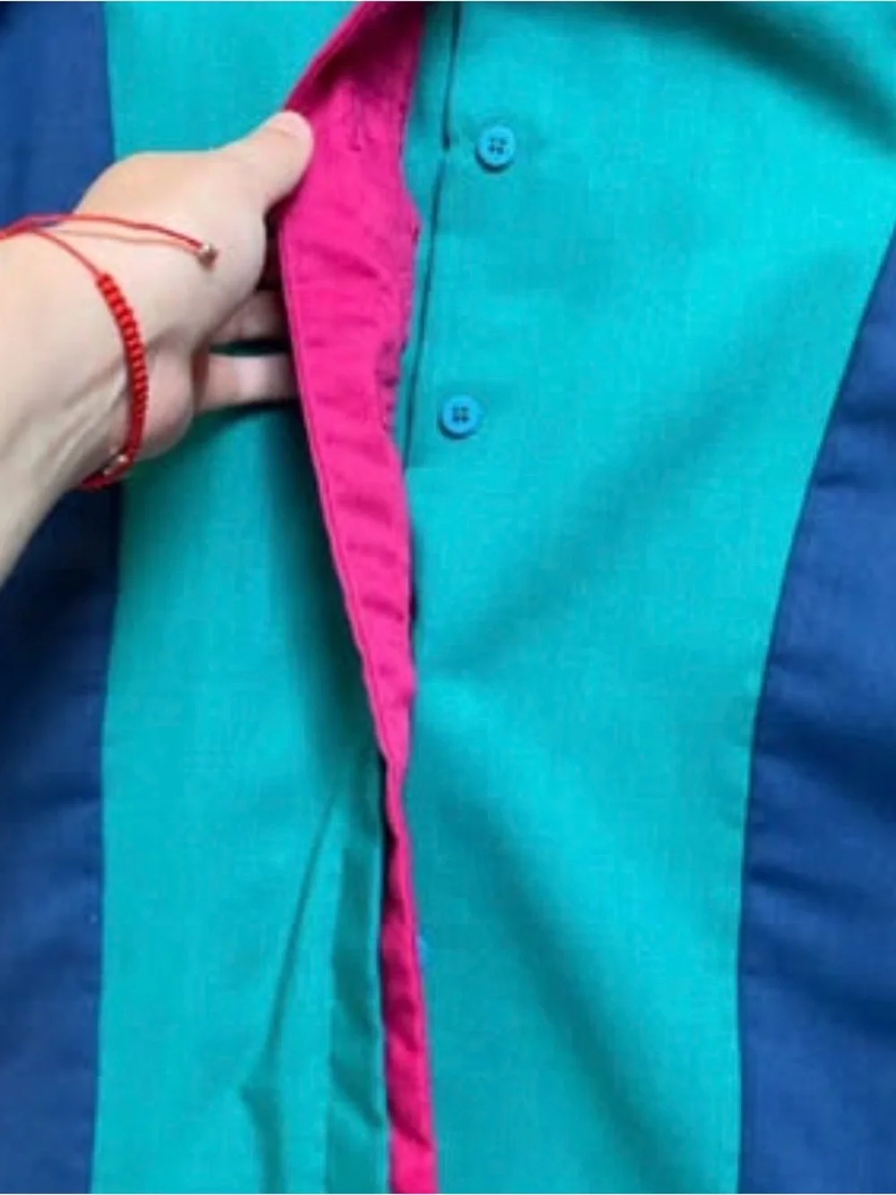 Vintage Teal & Navy Matching Two-Piece Set Size S | Retro Blouse + Skirt